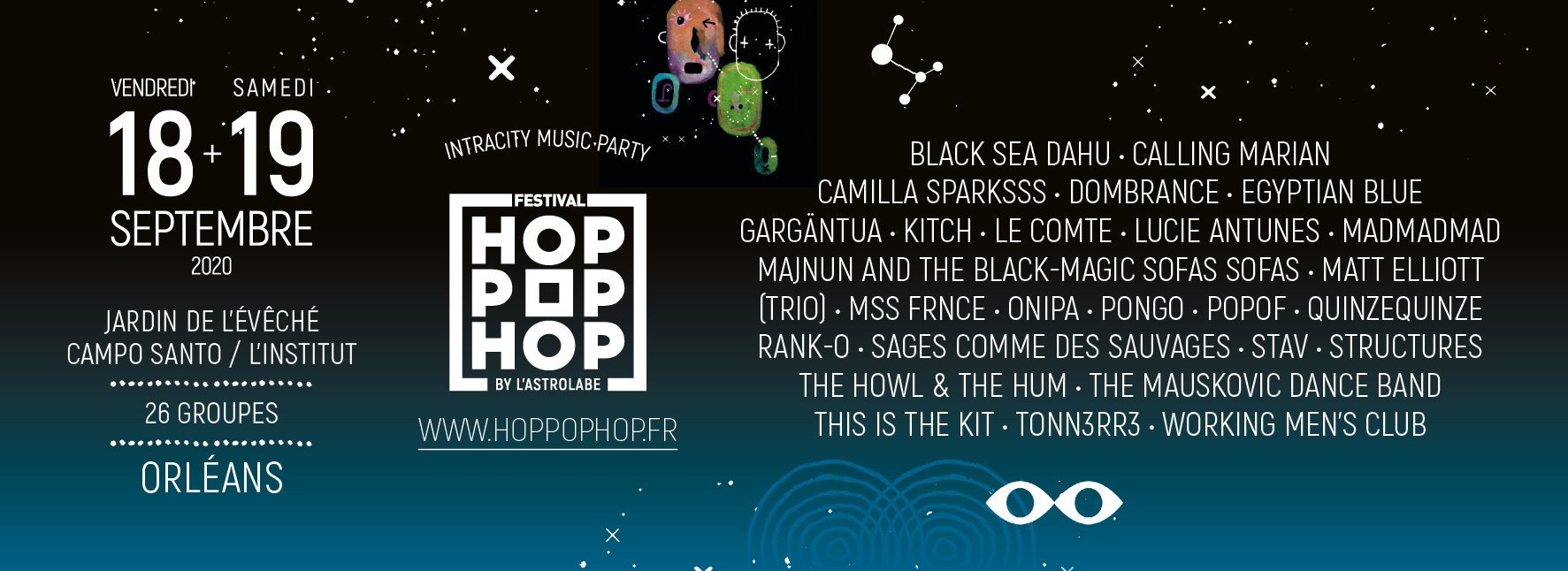 Vendredi 18 + samedi 19 septembre 2020 - 26 groupes - Festival Hop Pop Hop by l'astrolabe