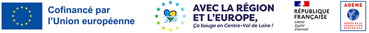 Cofinancé par l'Union Européenne - Avec la Région et l'Europe, ça bouge en Centre-Val de Loire - République Française, Liberté, Égalité, Fraternité - ADEME Agence de la Transition écologique